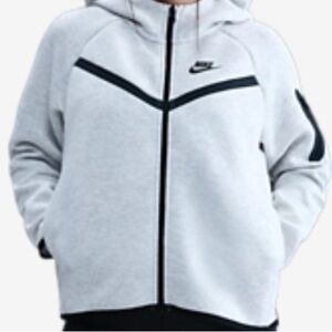 Nike Tech Birch Heather Kids Gray and Black Zip-Up Hoodie